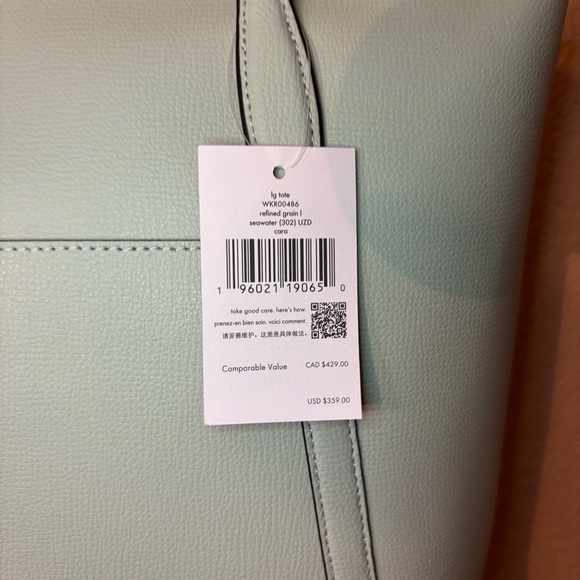 NWT ♠️ Kate Spade Cara Tote Bag Large Seawater Green Gold Hardware Grain Leather - Picture 12 of 16
